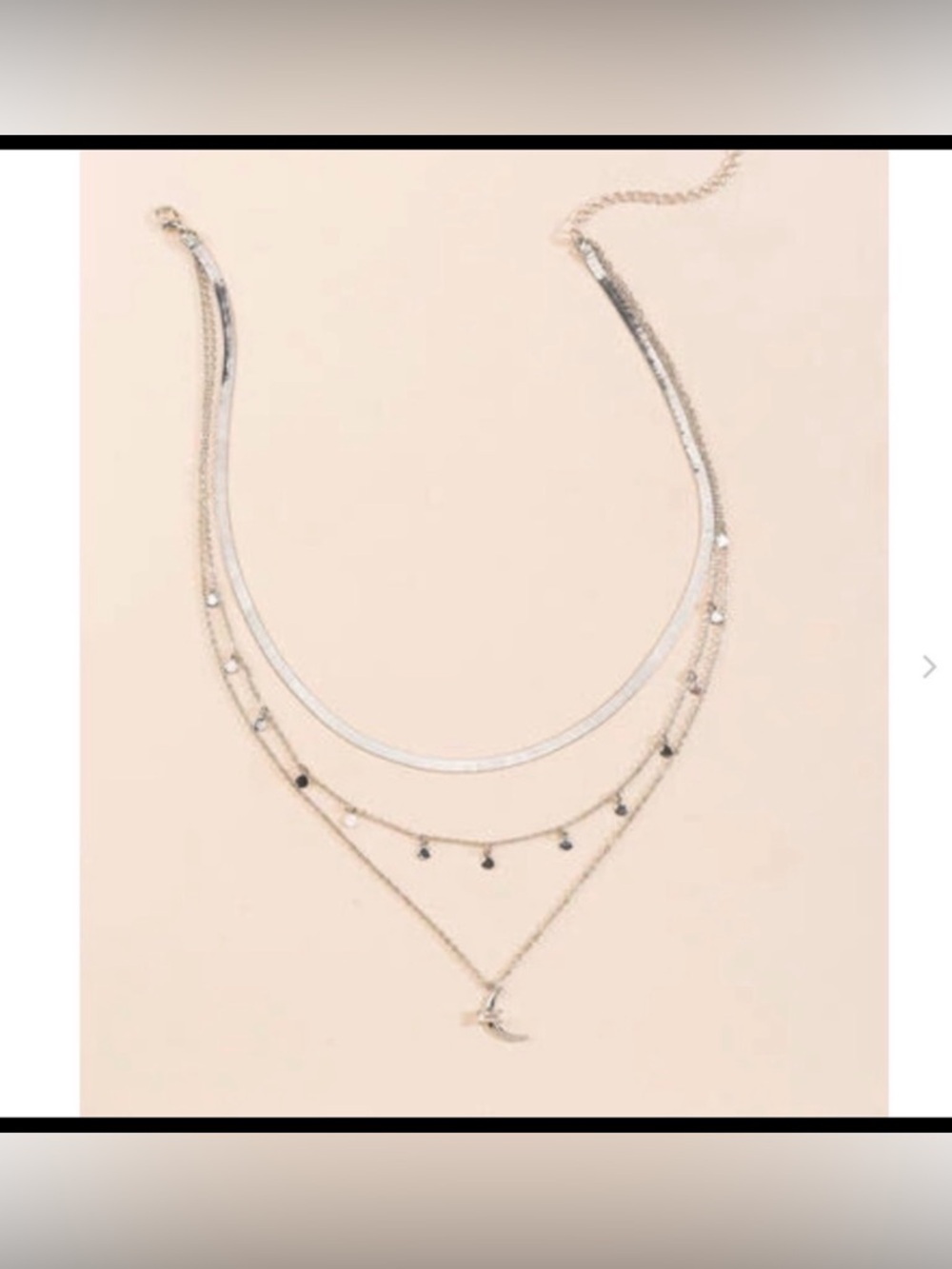 New Francesca’s Silver Tone Layered Moon Pendant Necklace